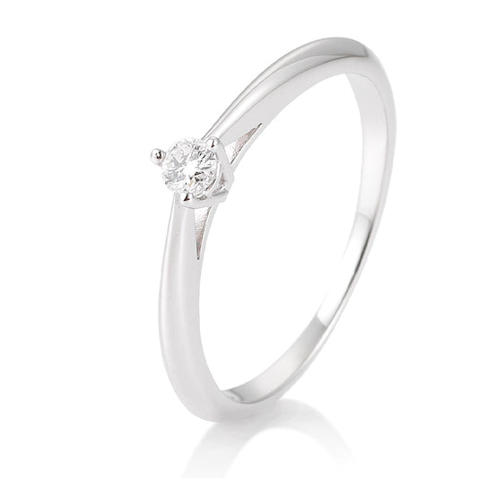 Verlobungsring mit einem Brillanten 0,10 ct., Weißgold