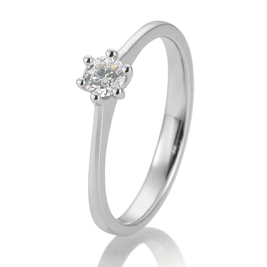 Verlobungsring mit einem Brillanten 0,20 ct., Weißgold