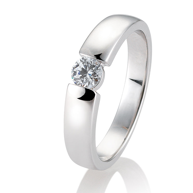 Verlobungsring mit einem Brillanten 0,30 ct., Platin, 950 Platin, W/SI, Größe 65