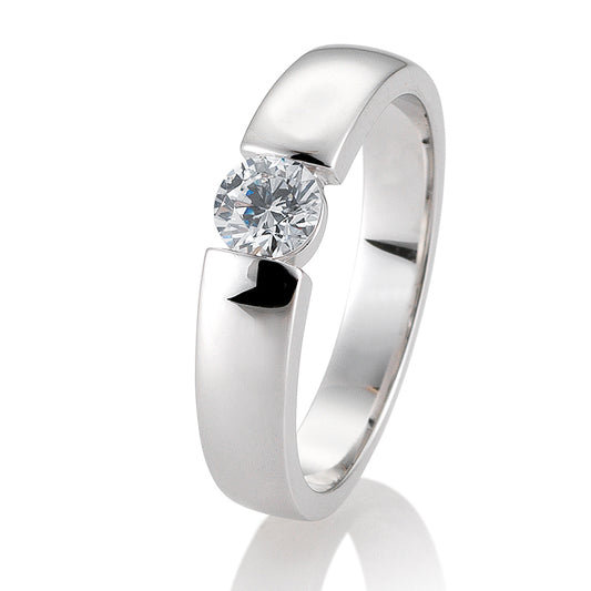 Verlobungsring mit einem Brillanten 0,40 ct., Platin, 950 Platin, W/SI, Größe 65