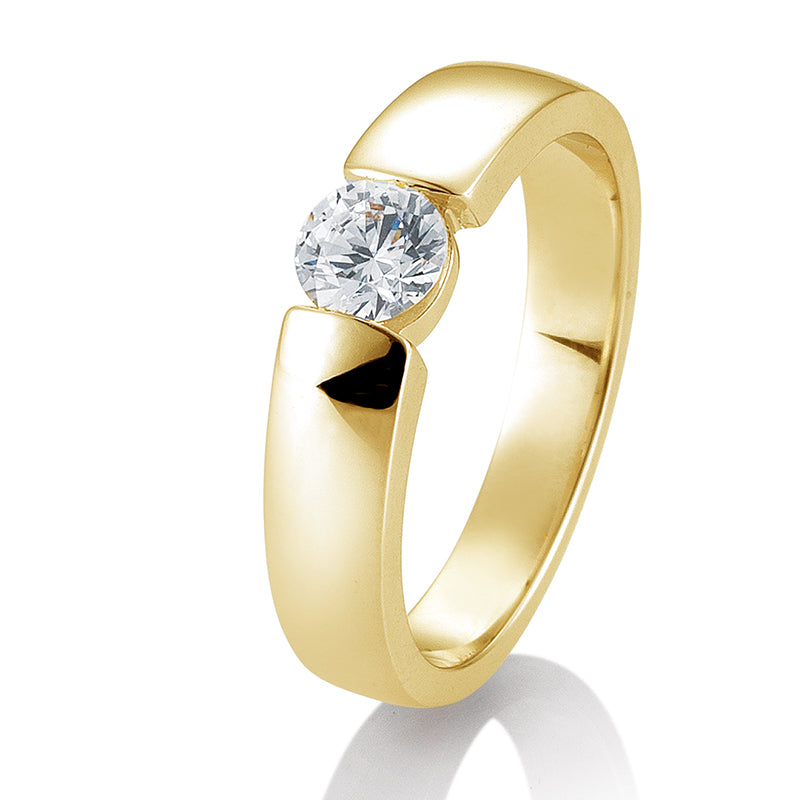 Verlobungsring mit einem Brillanten 0,60 ct., Gelbgold