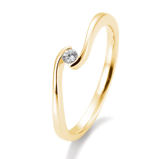 Verlobungsring mit einem Brillanten 0,05 ct., Gelbgold