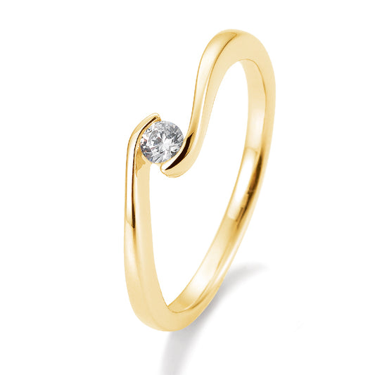 Verlobungsring mit einem Brillanten 0,10 ct., Gelbgold