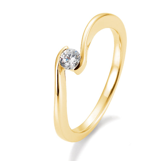 Verlobungsring mit einem Brillanten 0,15 ct., Gelbgold