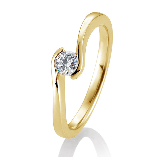 Verlobungsring mit einem Brillanten 0,25 ct., Gelbgold