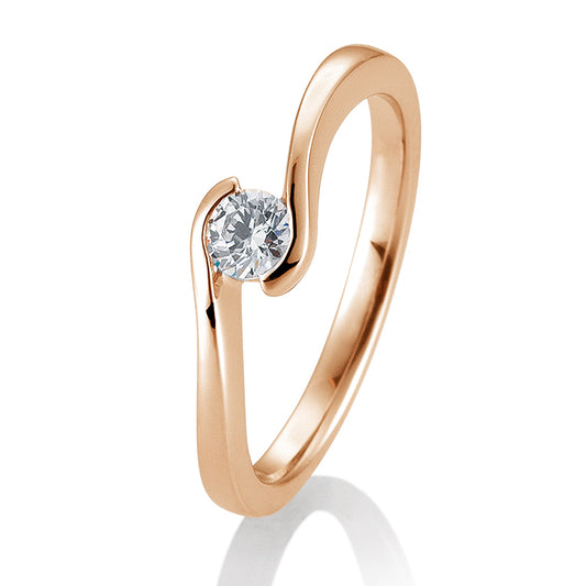 Verlobungsring mit einem Brillanten 0,25 ct., Rotgold