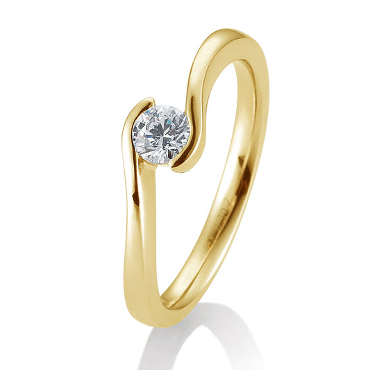 Verlobungsring mit einem Brillanten 0,30 ct., Gelbgold