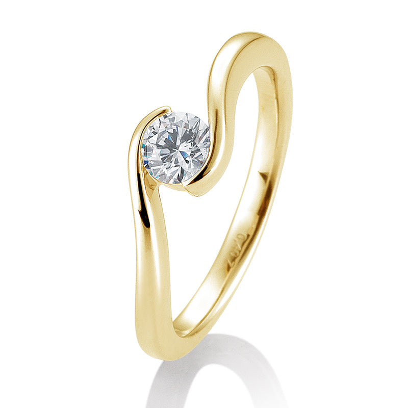 Verlobungsring mit einem Brillanten 0,40 ct., Gelbgold