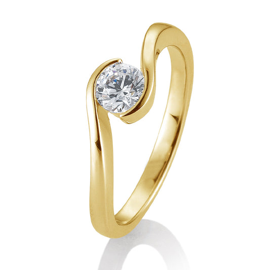 Verlobungsring mit einem Brillanten 0,50 ct., Gelbgold