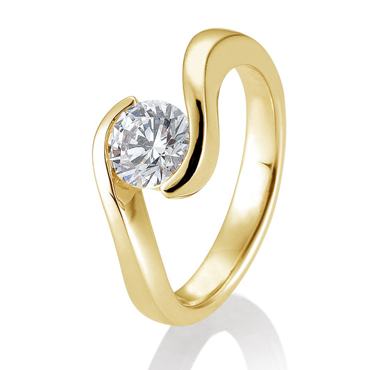 Verlobungsring mit einem Brillanten 1,00 ct., Gelbgold