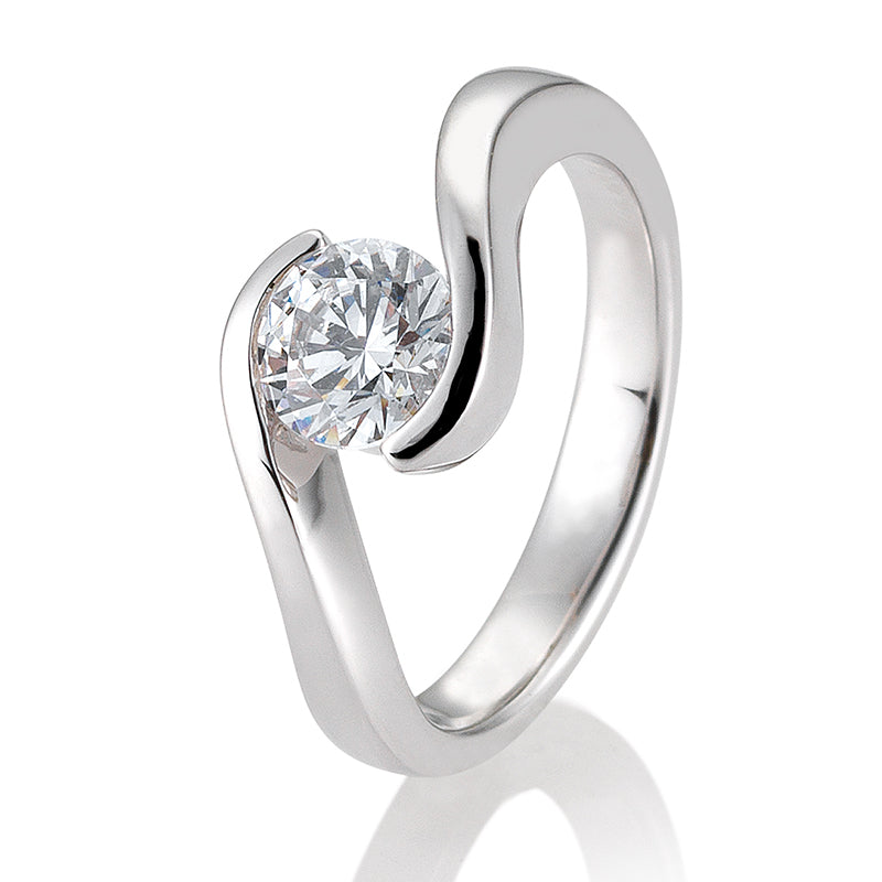 Verlobungsring mit einem Brillanten 1,00 ct., Platin