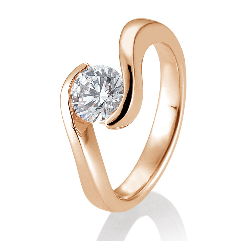 Verlobungsring mit einem Brillanten 1,00 ct., Rotgold