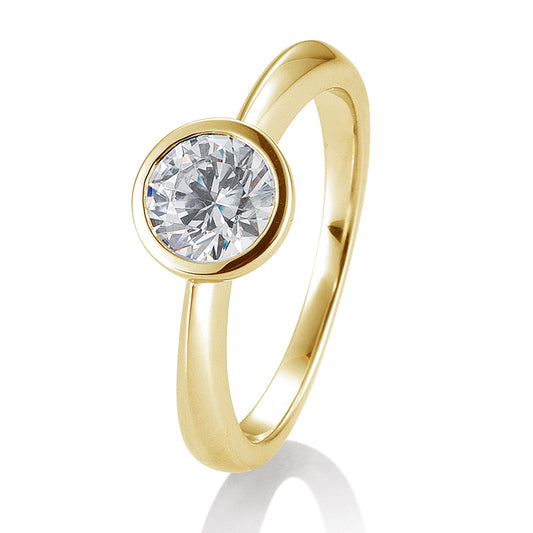 Verlobungsring mit einem Brillanten 1,00 ct., Gelbgold