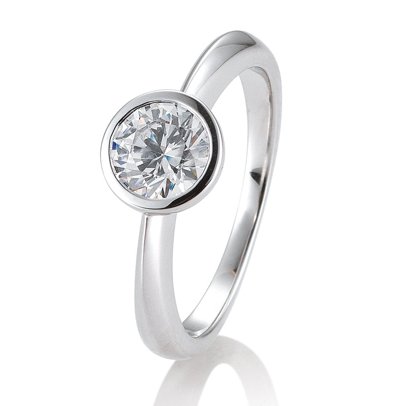Verlobungsring mit einem Brillanten 1,00 ct., Platin
