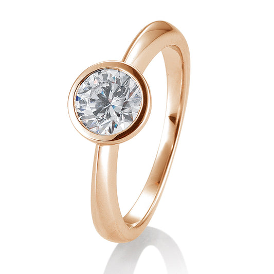 Verlobungsring mit einem Brillanten 1,00 ct., Rotgold