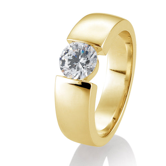 Verlobungsring mit einem Brillanten 1,00 ct., Gelbgold