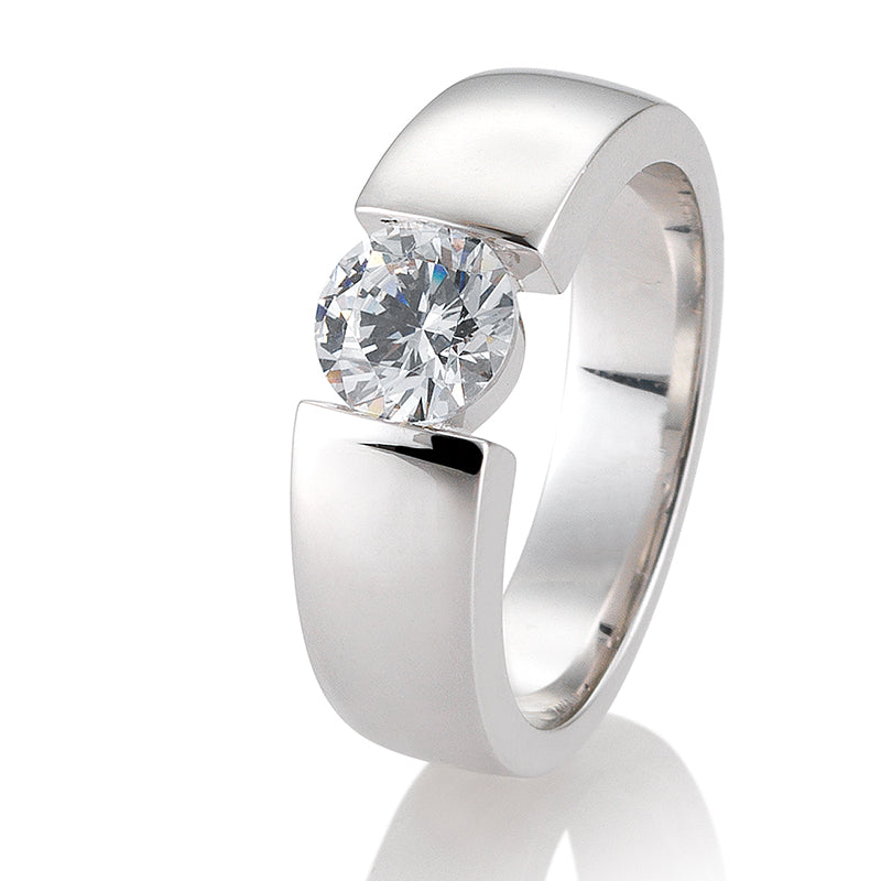 Verlobungsring mit einem Brillanten 1,00 ct., Platin