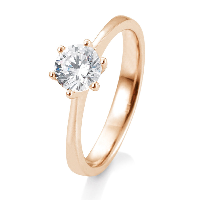 Verlobungsring mit einem Brillanten 1,00 ct., Rotgold