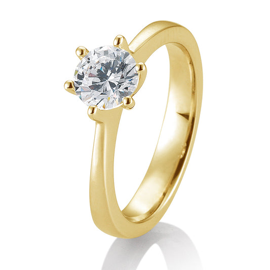 Verlobungsring mit einem Brillanten 0,60 ct., Gelbgold