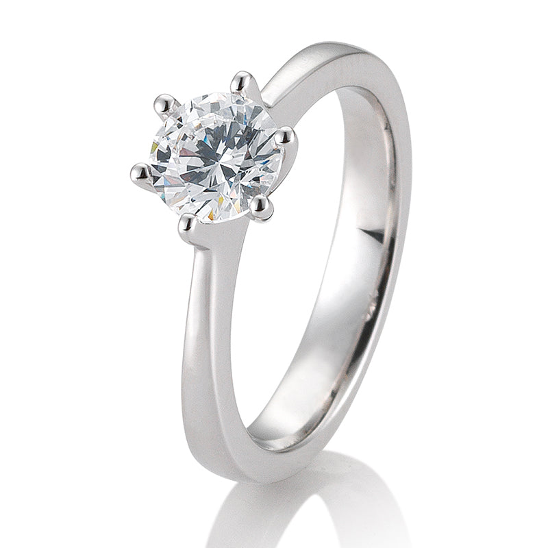 Verlobungsring mit einem Brillanten 0,60 ct., Platin