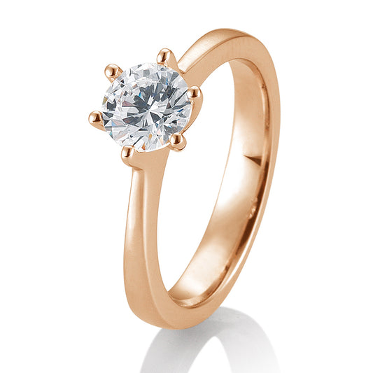 Verlobungsring mit einem Brillanten 0,60 ct., Rotgold