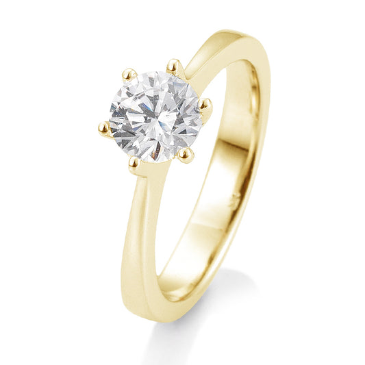 Verlobungsring mit einem Brillanten 0,80 ct., Gelbgold