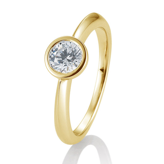 Verlobungsring mit einem Brillanten 0,60 ct., Gelbgold