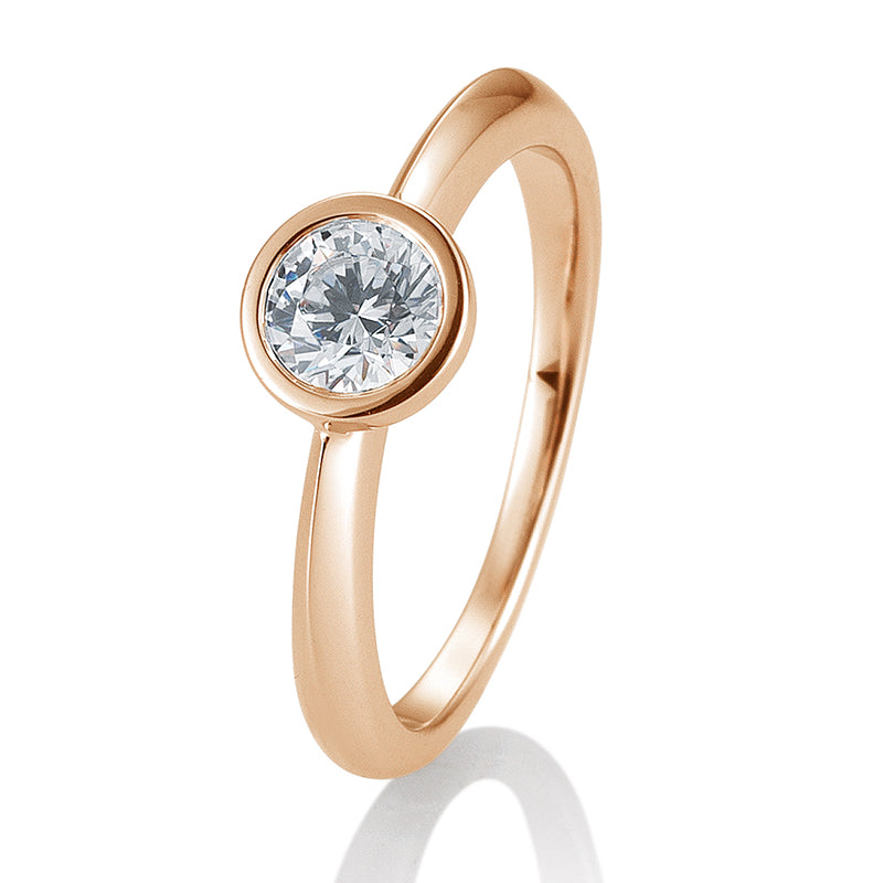 Verlobungsring mit einem Brillanten 0,60 ct., Rotgold