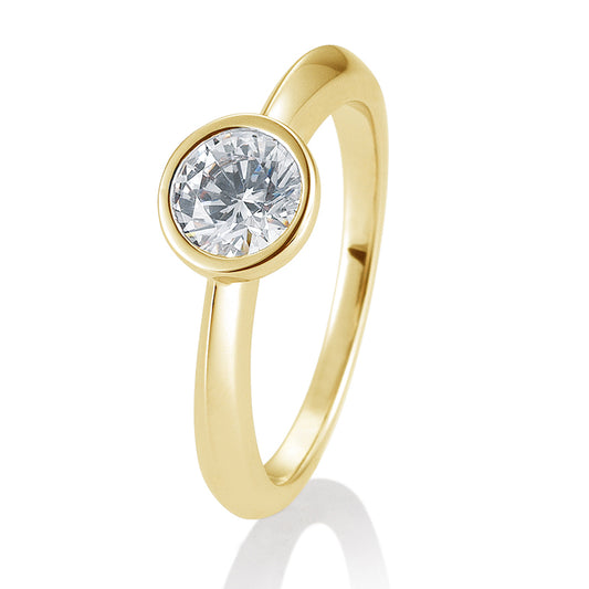 Verlobungsring mit einem Brillanten 0,80 ct., Gelbgold