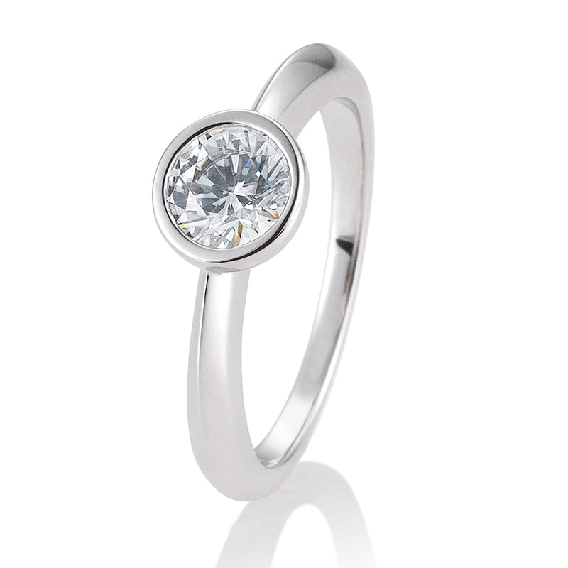 Verlobungsring mit einem Brillanten 0,80 ct., Platin