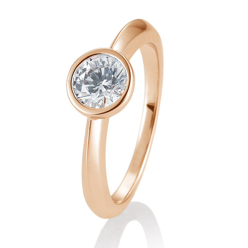 Verlobungsring mit einem Brillanten 0,80 ct., Rotgold