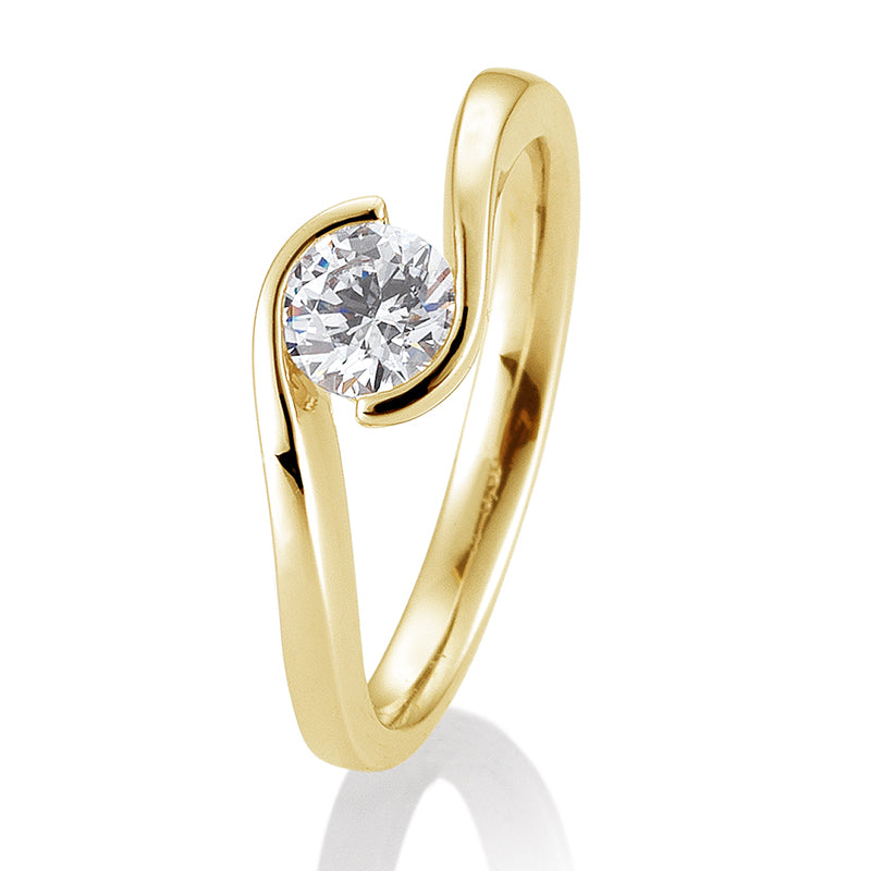 Verlobungsring mit einem Brillanten 0,60 ct., Gelbgold