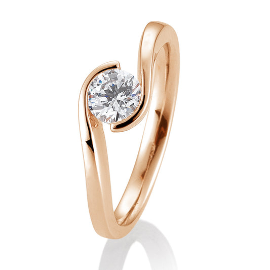 Verlobungsring mit einem Brillanten 0,60 ct., Rotgold