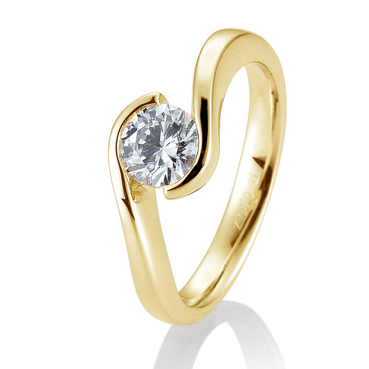 Verlobungsring mit einem Brillanten 0,80 ct., Gelbgold