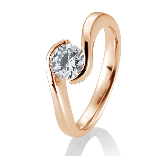 Verlobungsring mit einem Brillanten 0,80 ct., Rotgold