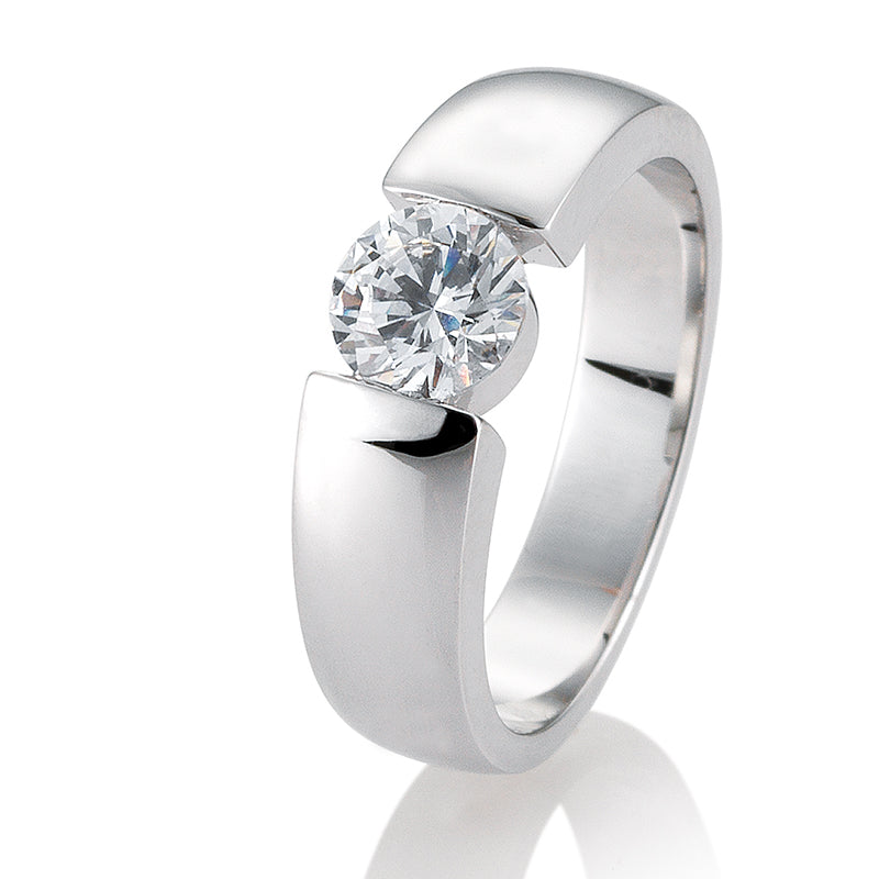 Verlobungsring mit einem Brillanten 1,50 ct., Platin, 950 Platin, W/SI, Größe 65