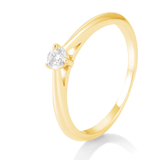 Verlobungsring mit einem Brillanten 0,15 ct., Gelbgold