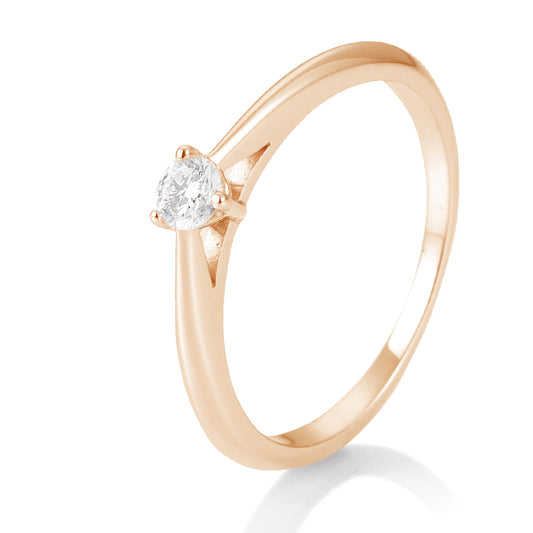 Verlobungsring mit einem Brillanten 0,15 ct., Rotgold