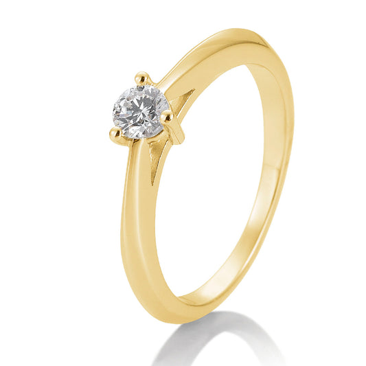 Verlobungsring mit einem Brillanten 0,25 ct., Gelbgold