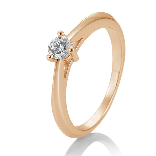 Verlobungsring mit einem Brillanten 0,25 ct., Rotgold