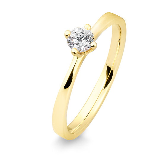 Verlobungsring mit einem Brillanten 0,25 ct., Gelbgold