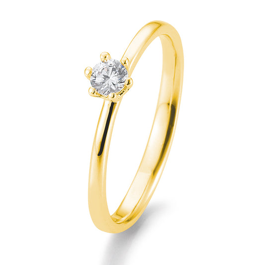 Verlobungsring mit einem Brillanten 0,15 ct., Gelbgold