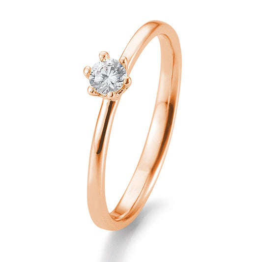 Verlobungsring mit einem Brillanten 0,15 ct., Rotgold