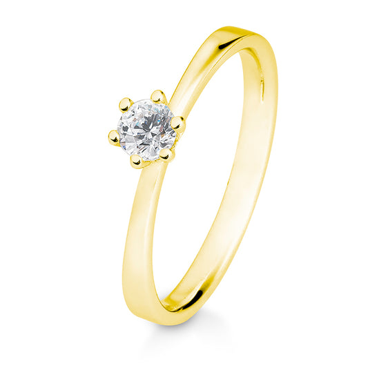 Verlobungsring mit einem Brillanten 0,25 ct., Gelbgold