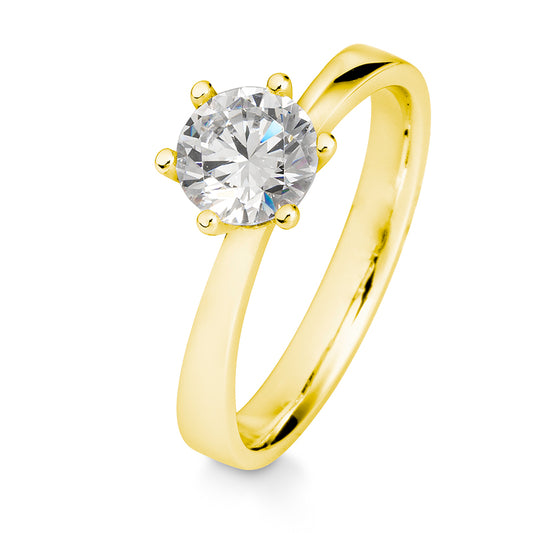 Verlobungsring mit einem Brillanten 1,00 ct., Gelbgold