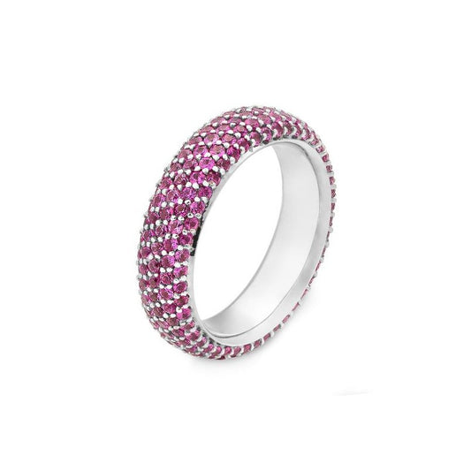 Luxury Ring mit Safir Pink dunkel, Weißgold