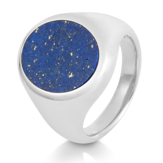 Siegelring mit Lapis, Weißgold