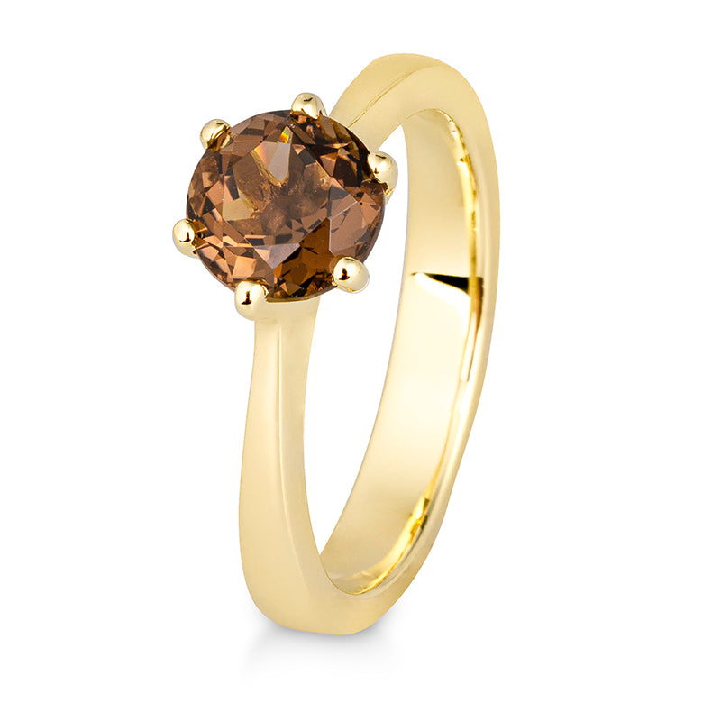 Ring mit einem Rauchquarz, Gelbgold