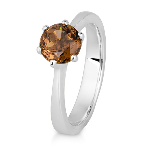 Ring mit einem Rauchquarz, Platin