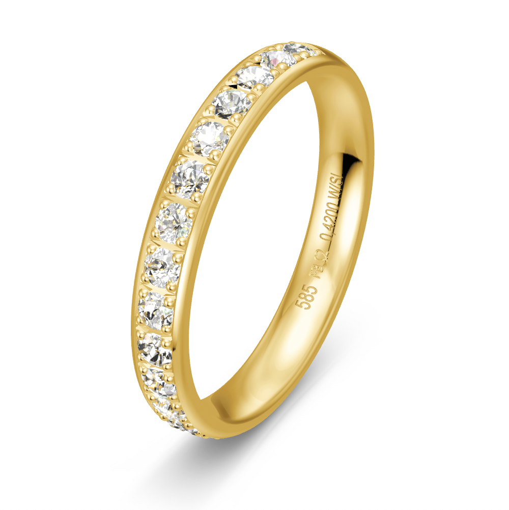 BREUNING Trauring mit Brillanten 0,42 ct., Gelbgold